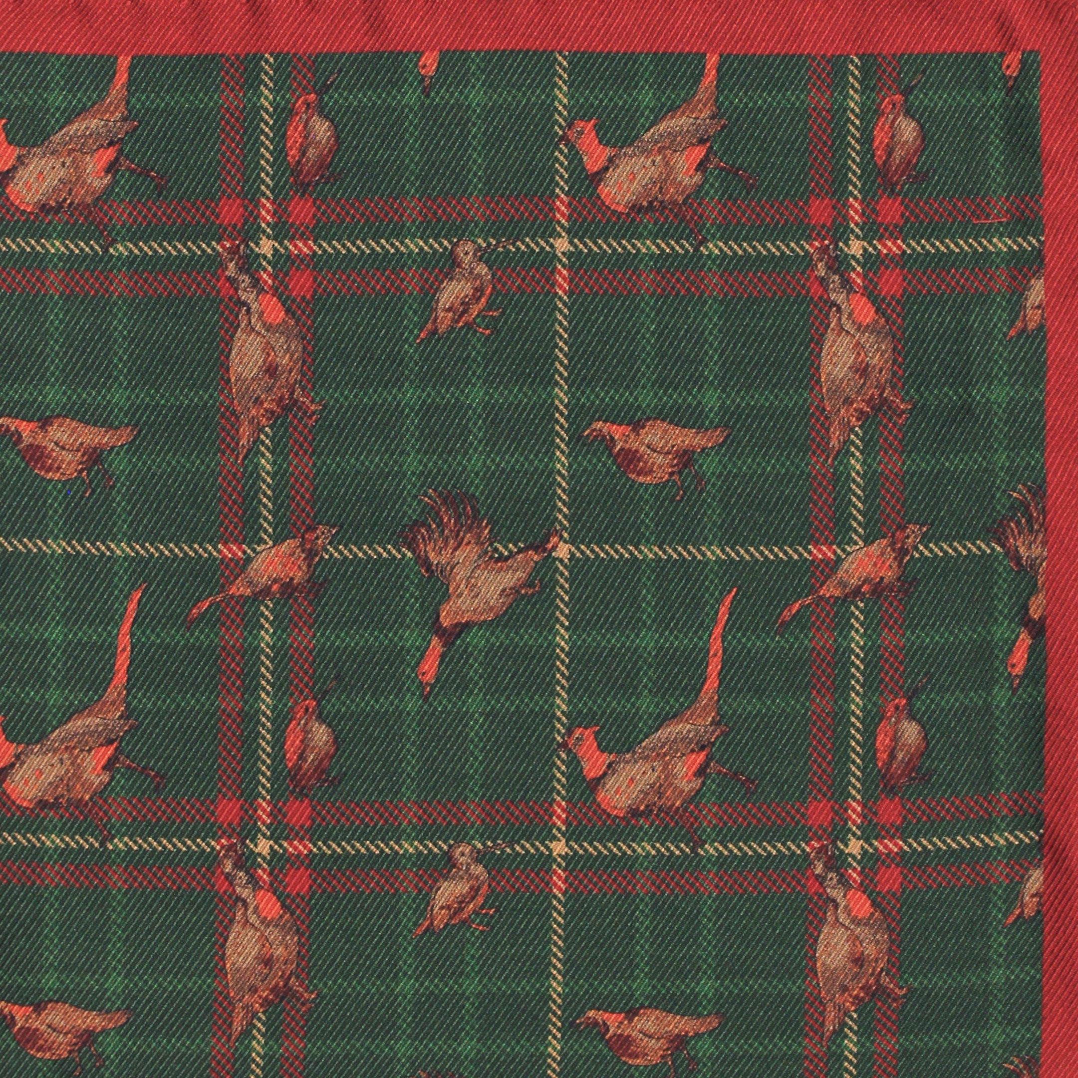 Pheasant on Plaid Pocket Square