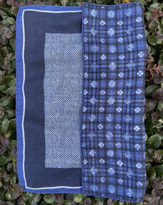 Herringbone/Floral Check Pocket Square