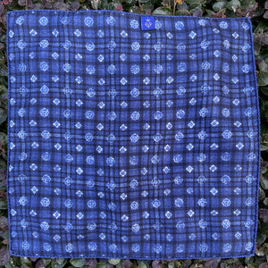 Herringbone/Floral Check Pocket Square