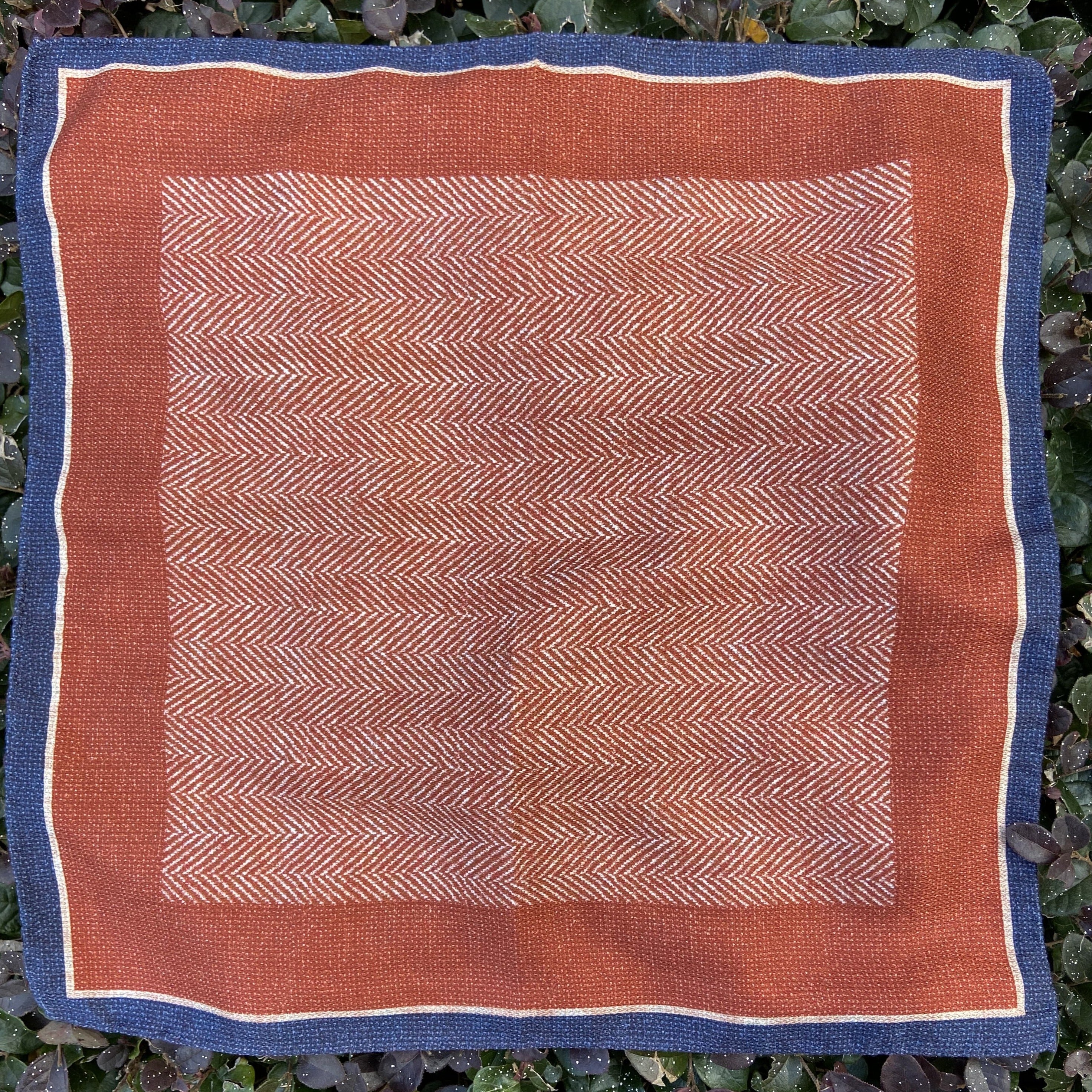 Herringbone/Floral Check Pocket Square