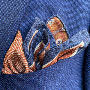 Herringbone/Floral Check Pocket Square