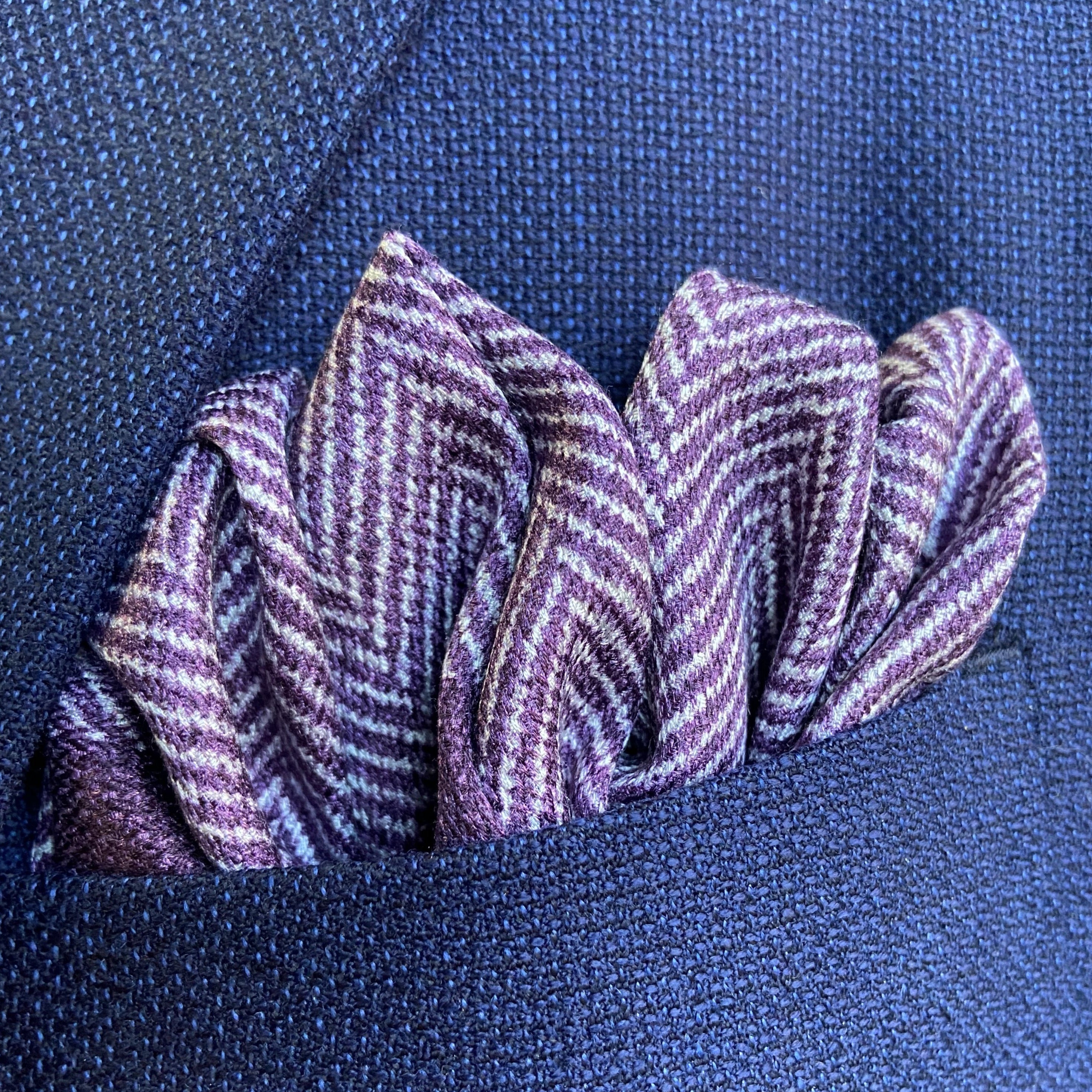 Herringbone/Floral Check Pocket Square