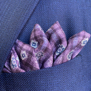 Herringbone/Floral Check Pocket Square