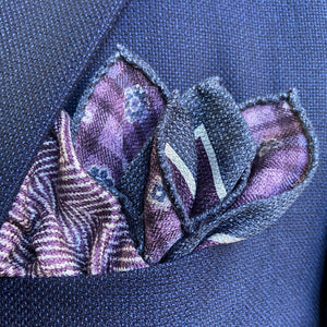 Herringbone/Floral Check Pocket Square