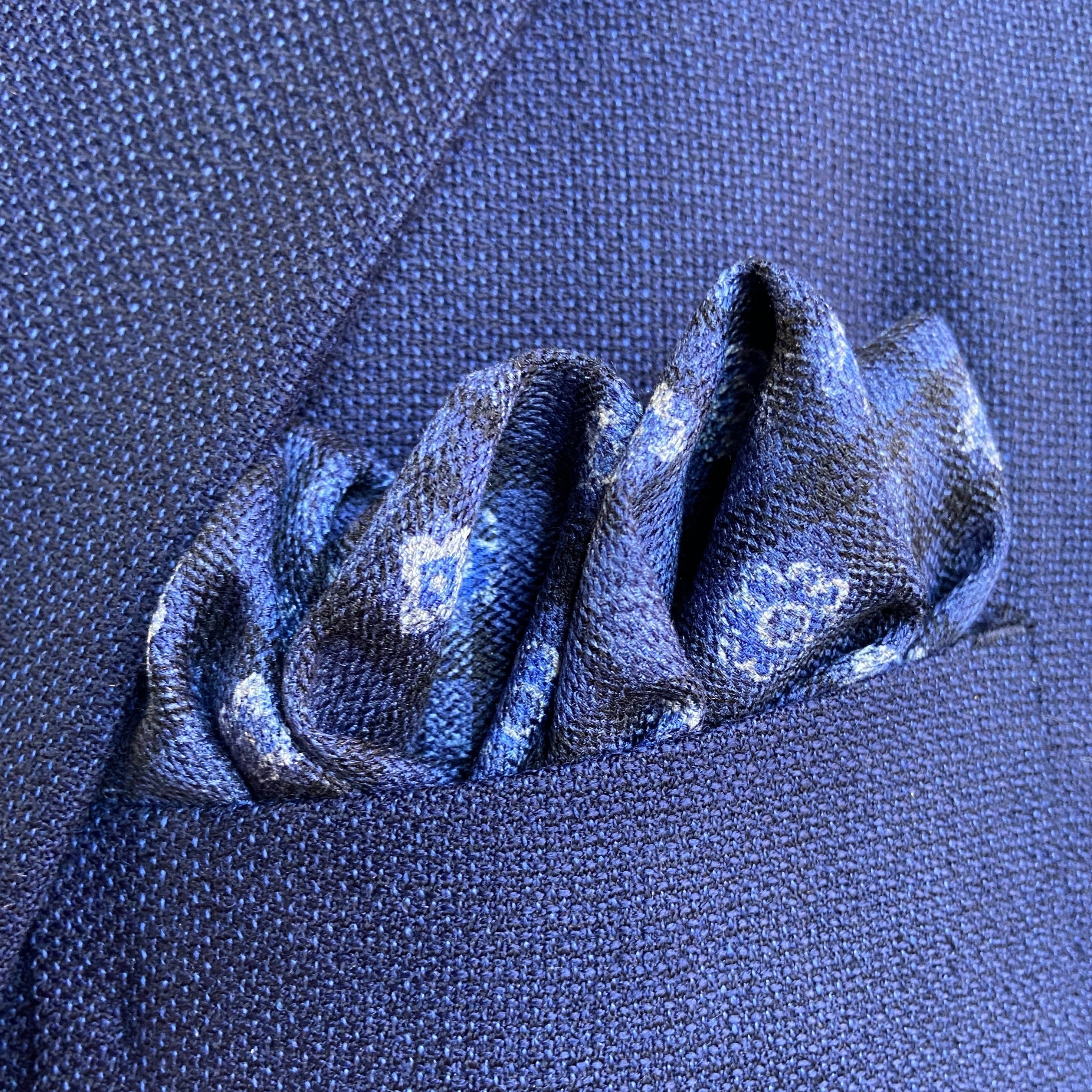 Herringbone/Floral Check Pocket Square