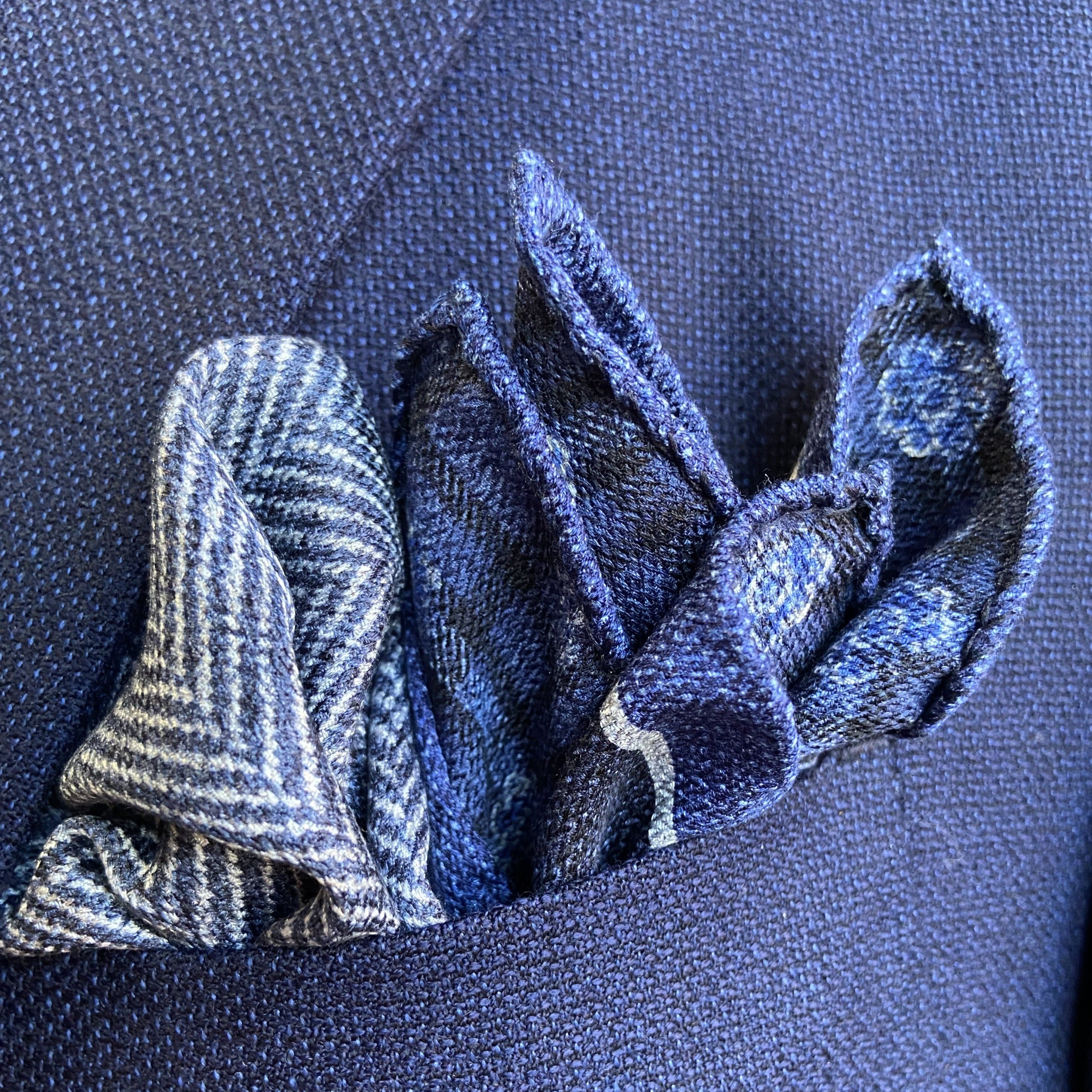 Herringbone/Floral Check Pocket Square